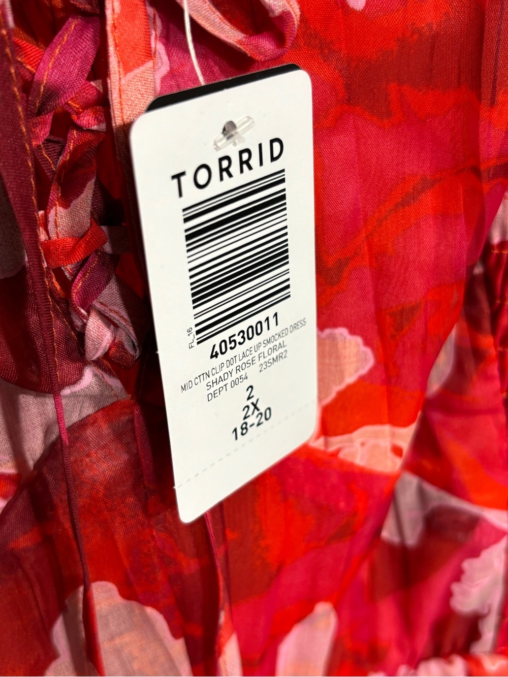 Torrid • Red & Pink Floral Lace Up Midi Dress 2X - Picture 11 of 12